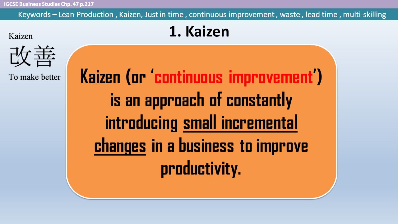 The effects of kaizen to improve productivity
